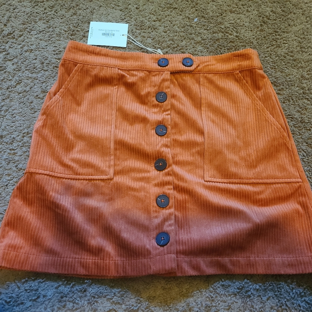 Moodie button up corduroy skirt